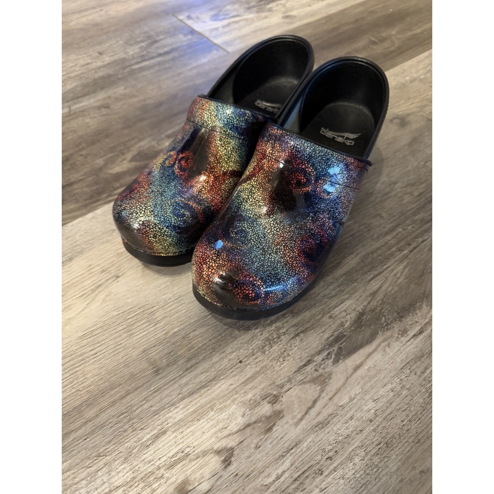 Dansko Professional Clogs Multi‎ Mosaic Patent Leather Womens 38